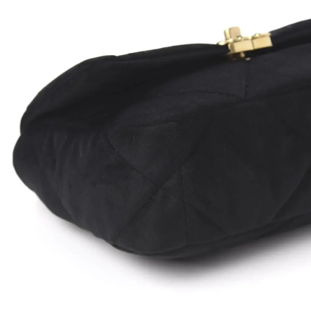 CHANEL 19 Medium Black Velvet Flap Shoulder Crossbody Bag Mixed Hardware